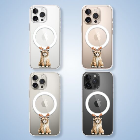 Etui do iPhone 16 Pro Max z MagSafe, Przytulne święta, Kot który nie chciał być reniferem, przeźroczyste 16 pro-2