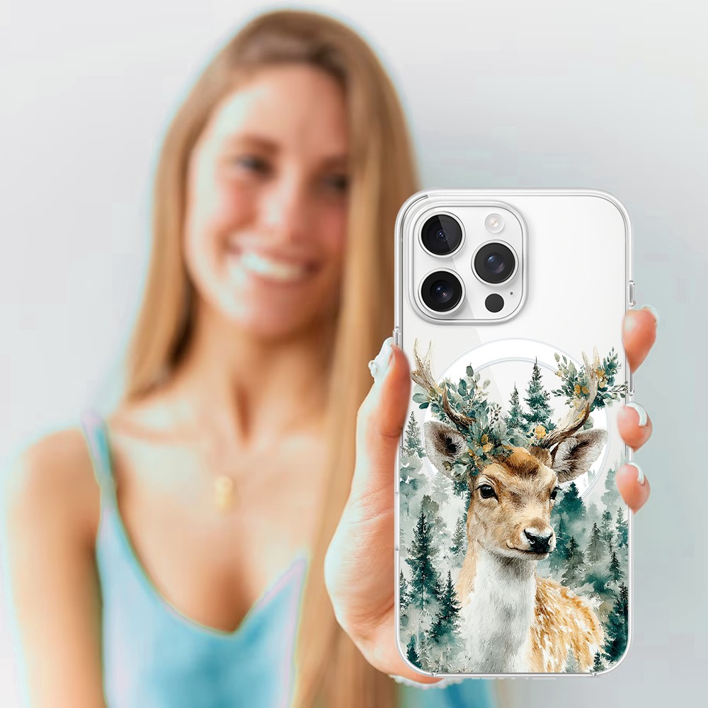 Etui do iPhone 16 Pro Max z MagSafe, Przytulne święta, Leśny Jelonek, przeźroczyste 16 pro-4
