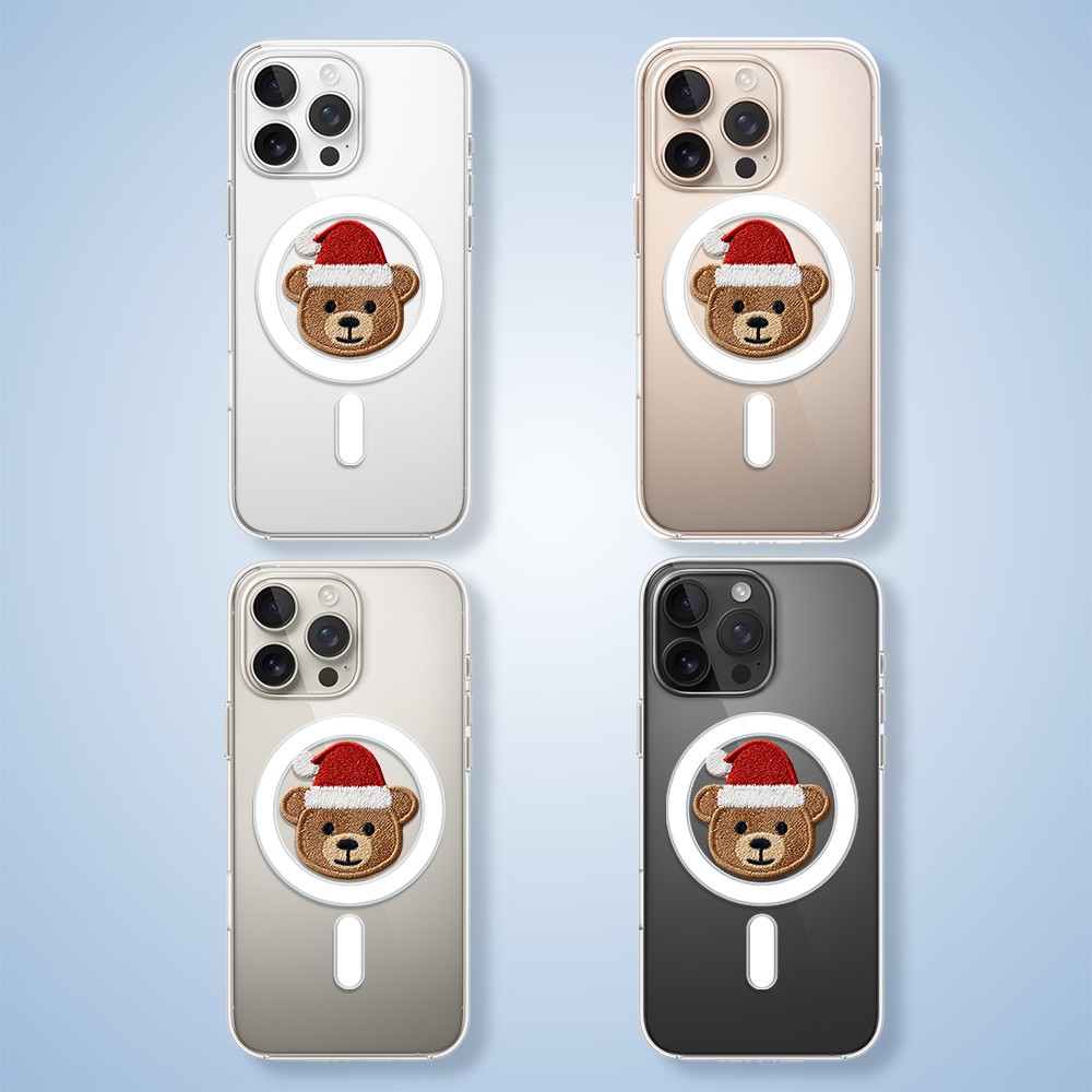 Etui do iPhone 16 Pro Max z MagSafe, Przytulne święta, Miś Mikołajek, przeźroczyste 16 pro-2