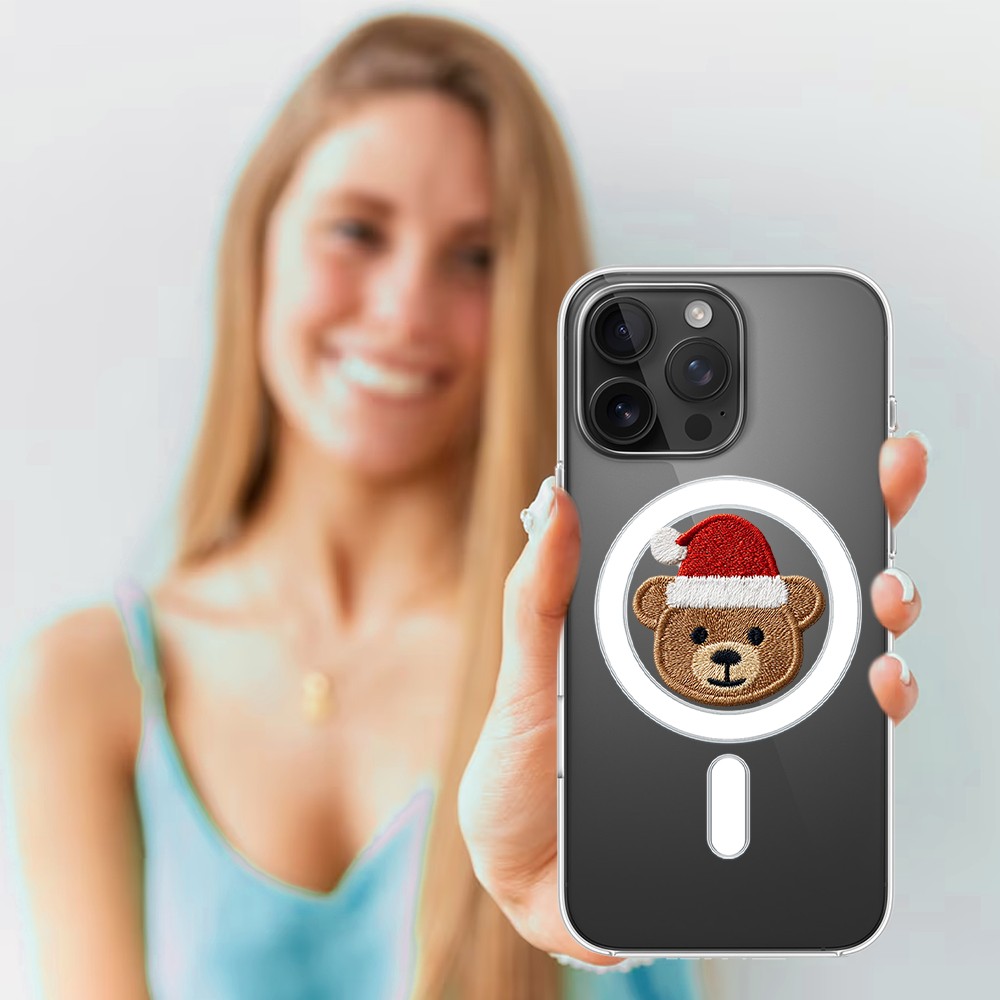 Etui do iPhone 16 Pro Max z MagSafe, Przytulne święta, Miś Mikołajek, przeźroczyste 16 pro-4