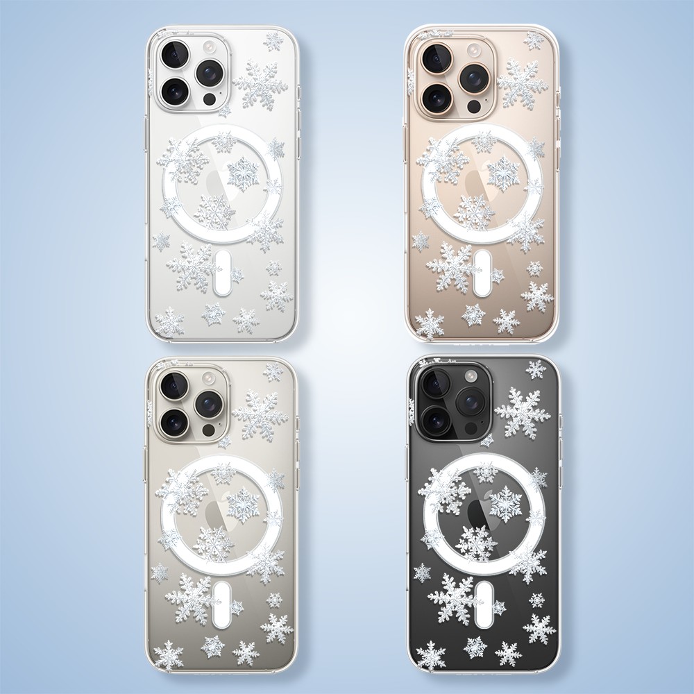 Etui do iPhone 16 Pro Max z MagSafe, Zimowa Magia, Delikatne płatki śniegu, przeźroczyste 16 pro-2