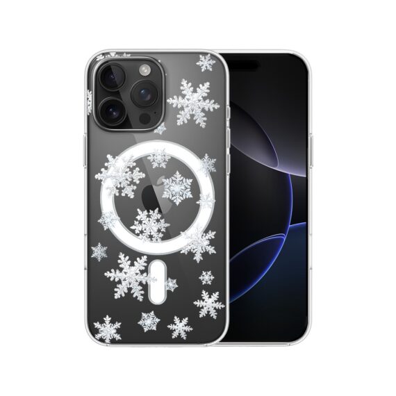 Etui do iPhone 16 Pro Max z MagSafe, Zimowa Magia, Delikatne płatki śniegu, przeźroczyste 16 pro