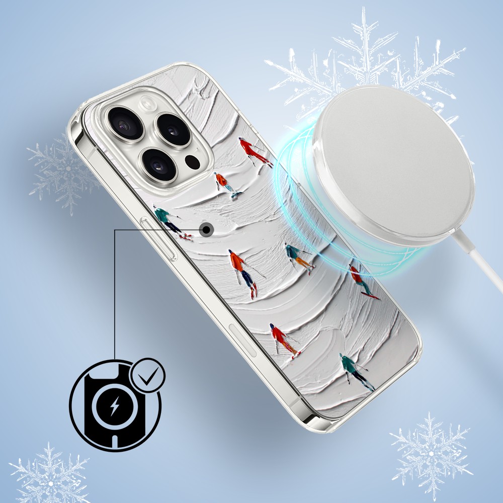 Etui do iPhone 16 Pro Max z MagSafe, Zimowa Magia, Narciarski obraz, przeźroczyste 16 pro-3