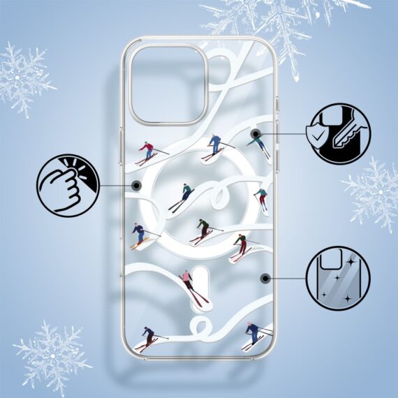 Etui do iPhone 16 Pro Max z MagSafe, Zimowa Magia, Narciarskie wiraże, przeźroczyste 16 pro-1