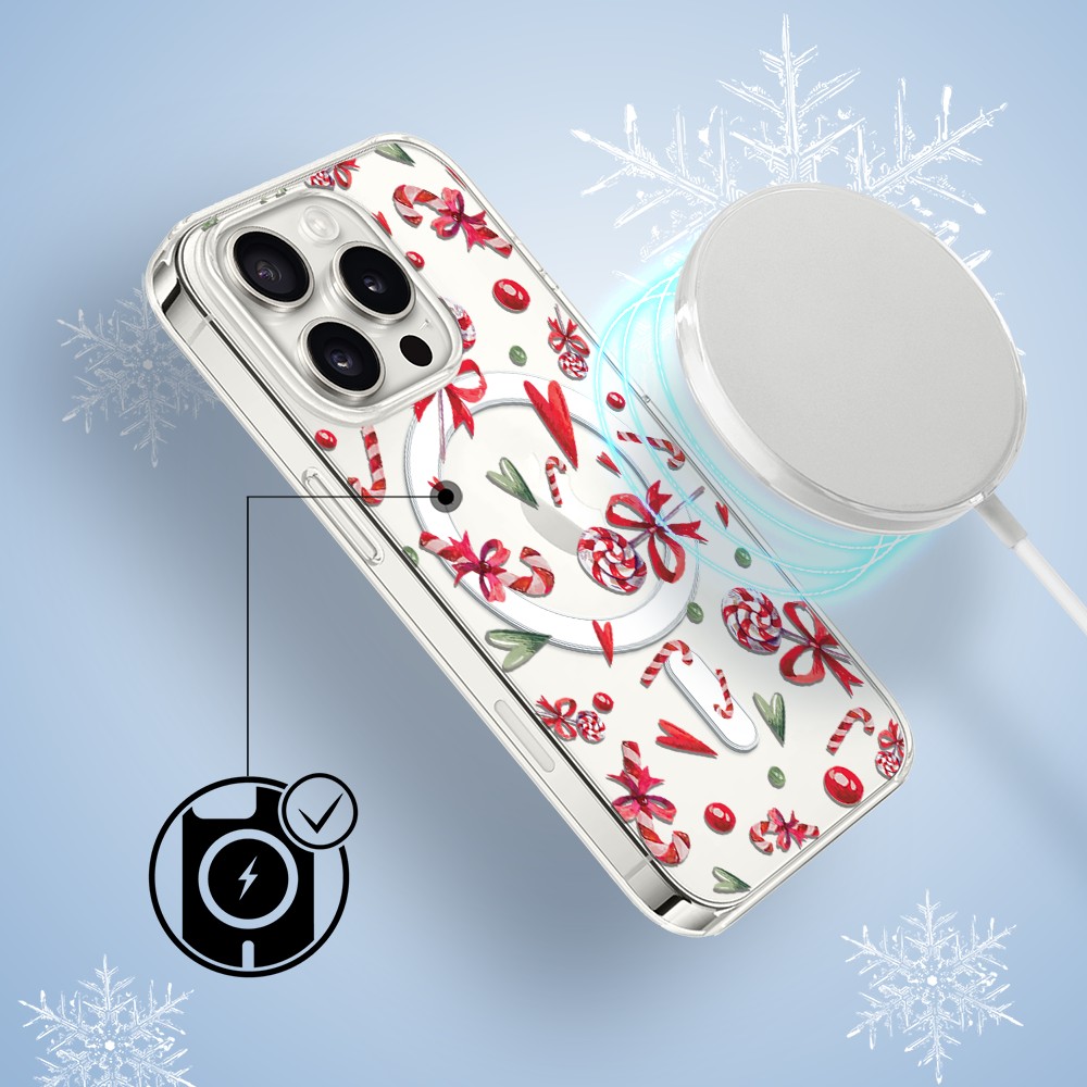 Etui do iPhone 16 Pro Max z MagSafe, cukierki świąteczne, przeźroczyste 16 pro-3