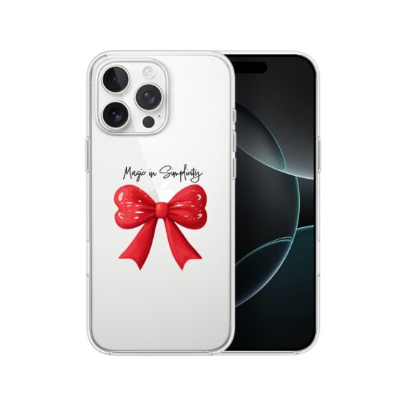 Etui do iPhone 16 Pro, Przytulne święta, Czerwona kokarda, przeźroczyste7