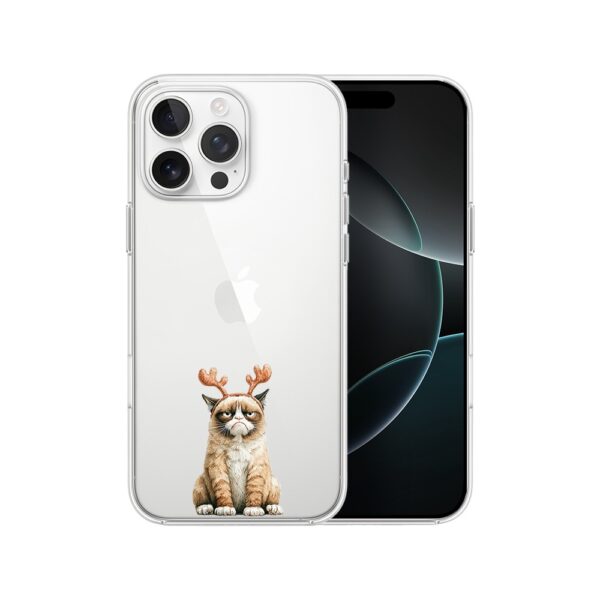 Etui do iPhone 16 Pro Max, Przytulne święta, Kot który nie chciał być reniferem, przeźroczyste