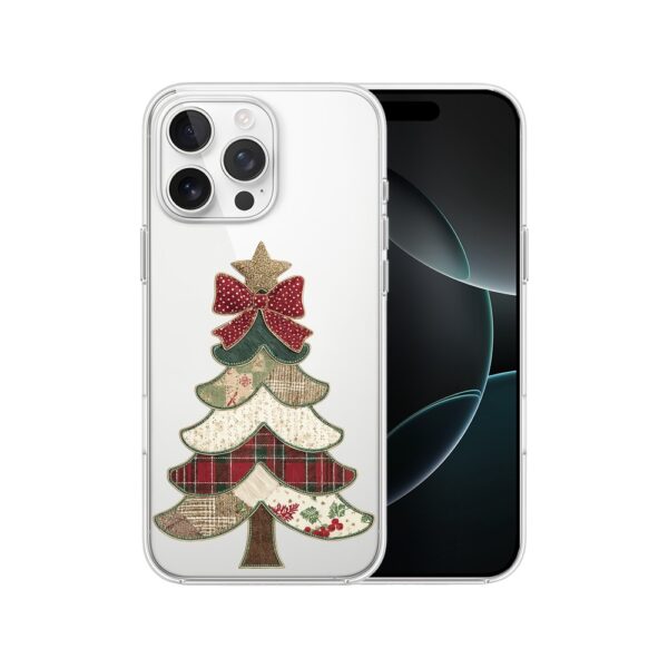 Etui do iPhone 16 Pro, Przytulne święta, Kraciasta choinka, przeźroczyste