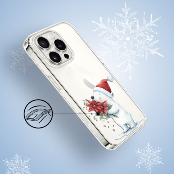 Etui do iPhone 16 Pro, Przytulne święta, Miś świąteczny, przeźroczyste3