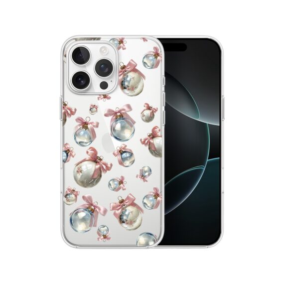 Etui do iPhone 16 Pro, Przytulne święta, Pastelowe bombki, przeźroczyste7