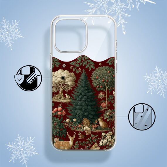 Etui do iPhone 16 Pro, Zimowa Magia, Świąteczny las, przeźroczyste1