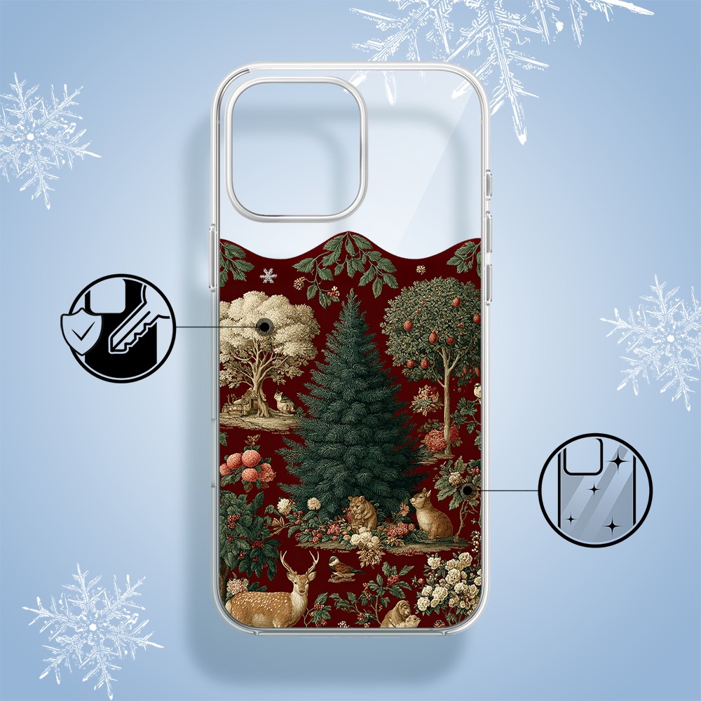 Etui do iPhone 16 Pro, Zimowa Magia, Świąteczny las, przeźroczyste1