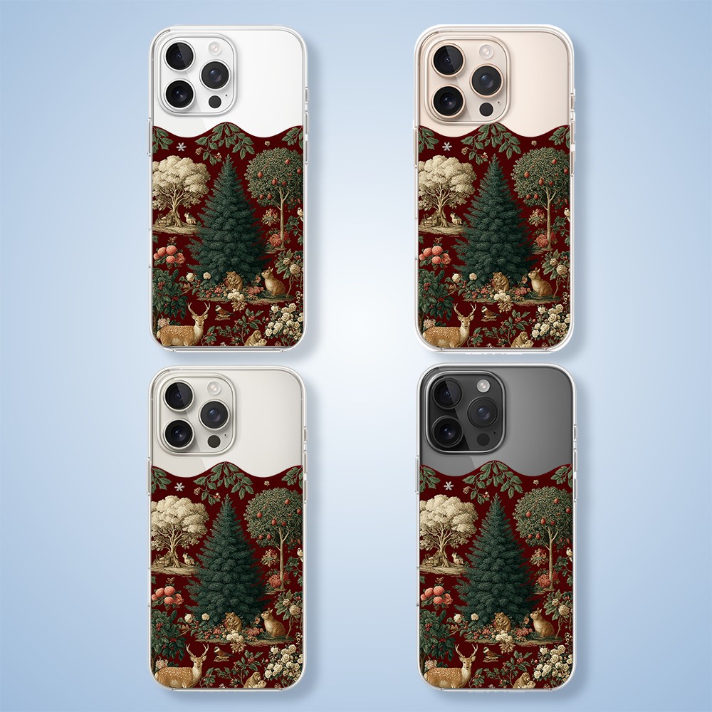 Etui do iPhone 16 Pro, Zimowa Magia, Świąteczny las, przeźroczyste2