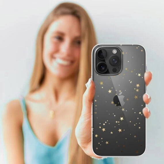 Etui do iPhone 16 Pro, Zimowa Magia, Złote gwiazdki, przeźroczyste4