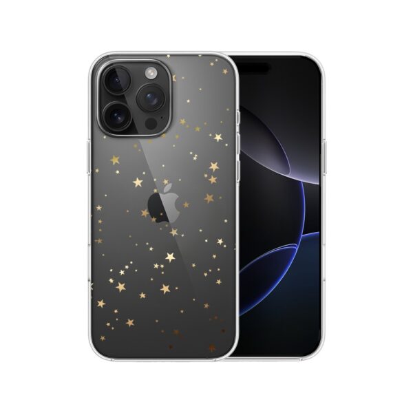 Etui do iPhone 16 Pro Max, złote gwiazdki, przeźroczyste