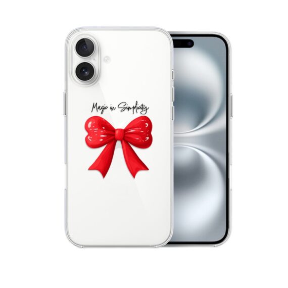 Etui do iPhone 16, Przytulne święta, Czerwona kokarda, przeźroczyste1