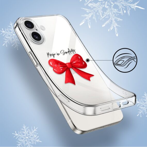 Etui do iPhone 16, Przytulne święta, Czerwona kokarda, przeźroczyste4