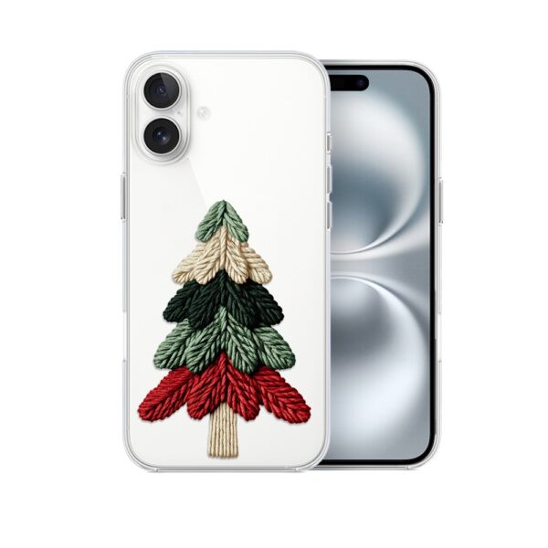 Etui do iPhone 16 Plus, Przytulne święta, Dziana choinka, przeźroczyste