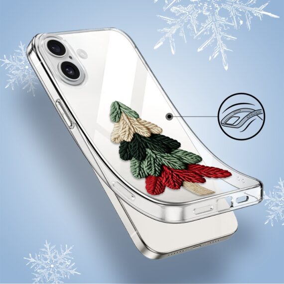 Etui do iPhone 16, Przytulne święta, Dziana choinka, przeźroczyste4