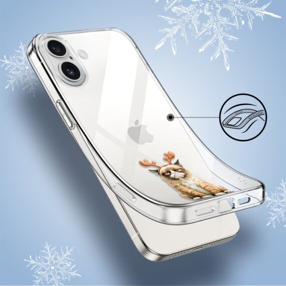Etui do iPhone 16, Przytulne święta, Kot który nie chciał być reniferem, przeźroczyste4