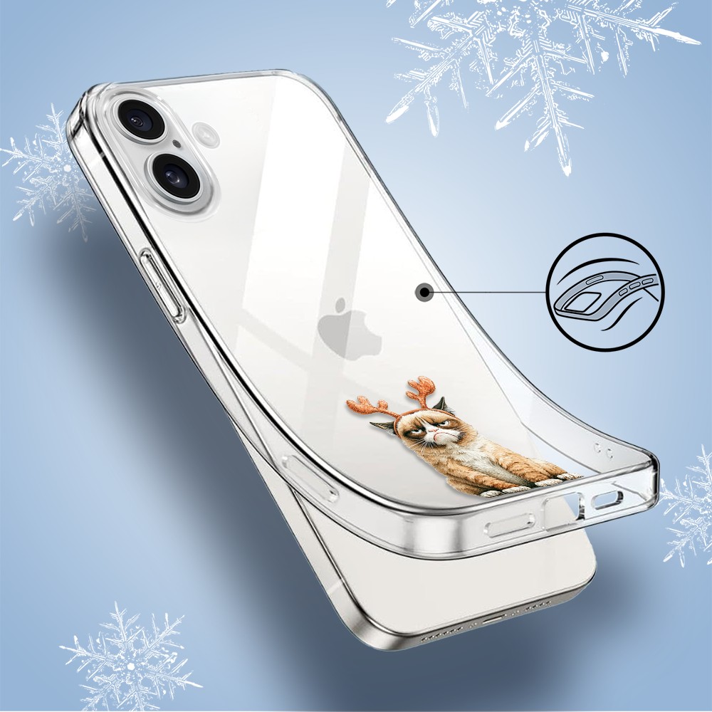 Etui do iPhone 16, Przytulne święta, Kot który nie chciał być reniferem, przeźroczyste4