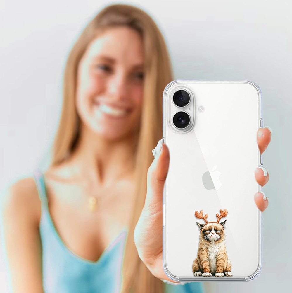 Etui do iPhone 16, Przytulne święta, Kot który nie chciał być reniferem, przeźroczyste5