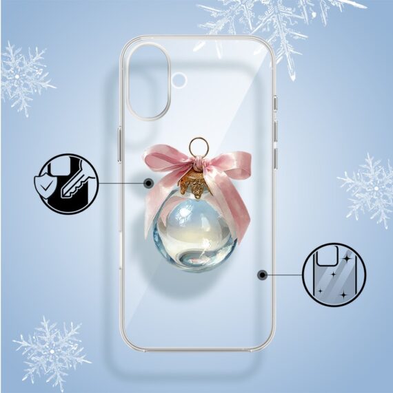 Etui do iPhone 16, Przytulne święta, Kryształowa bombka, przeźroczyste2