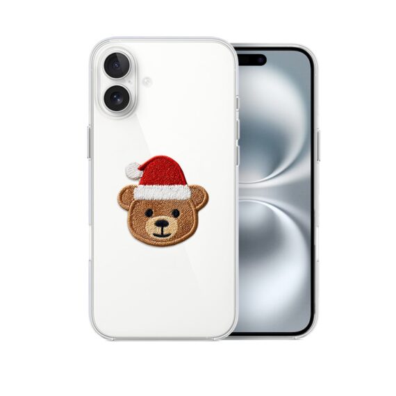 Etui do iPhone 16, Przytulne święta, Miś Mikołajek, przeźroczyste1