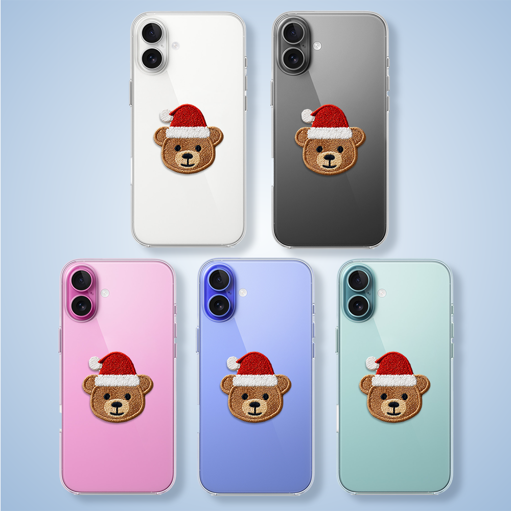 Etui do iPhone 16, Przytulne święta, Miś Mikołajek, przeźroczyste3