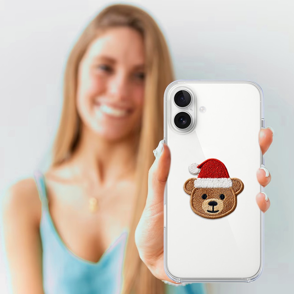 Etui do iPhone 16, Przytulne święta, Miś Mikołajek, przeźroczyste5