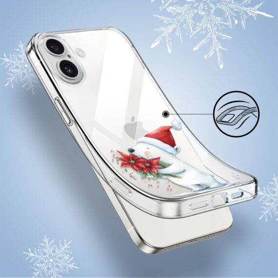 Etui do iPhone 16, Przytulne święta, Miś świąteczny, przeźroczyste4
