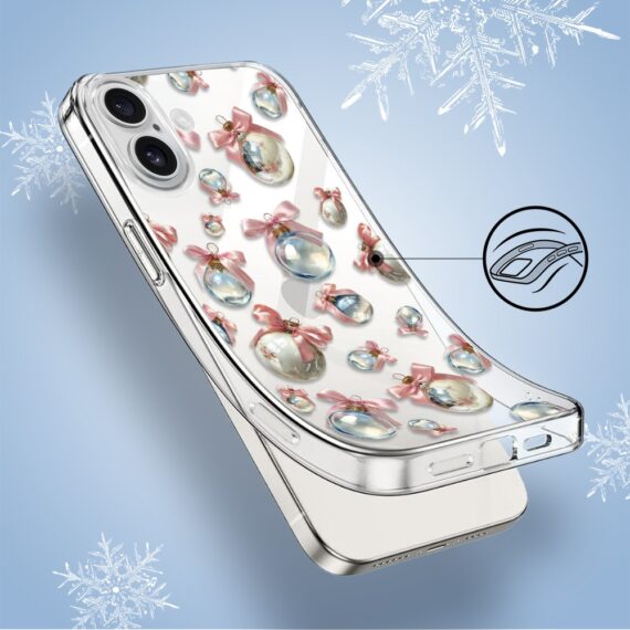 Etui do iPhone 16, Przytulne święta, Pastelowe bombki, przeźroczyste4