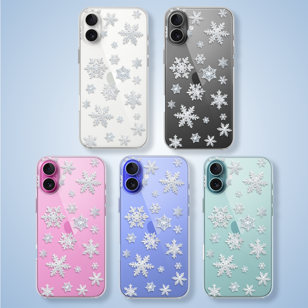 Etui do iPhone 16, Zimowa Magia, Delikatne płatki śniegu, przeźroczyste1