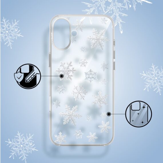 Etui do iPhone 16, Zimowa Magia, Delikatne płatki śniegu, przeźroczyste3