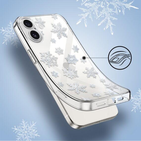 Etui do iPhone 16, Zimowa Magia, Delikatne płatki śniegu, przeźroczyste4