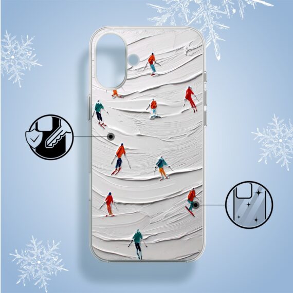 Etui do iPhone 16, Zimowa Magia, Narciarski obraz, przeźroczyste2