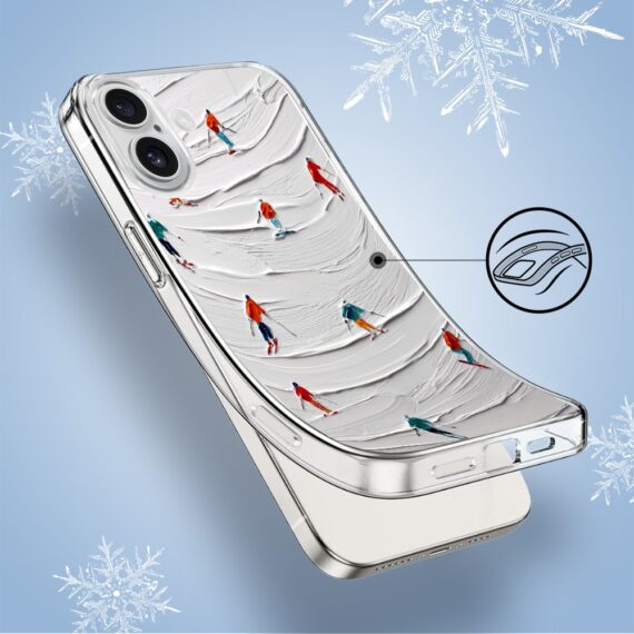 Etui do iPhone 16, Zimowa Magia, Narciarski obraz, przeźroczyste4