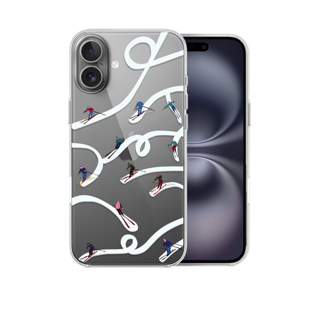 Etui do iPhone 16, Zimowa Magia, Narciarskie wiraże, przeźroczyste