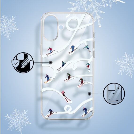 Etui do iPhone 16, Zimowa Magia, Narciarskie wiraże, przeźroczyste2