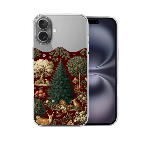 Etui do iPhone 16, Zimowa Magia, Świąteczny las, przeźroczyste1