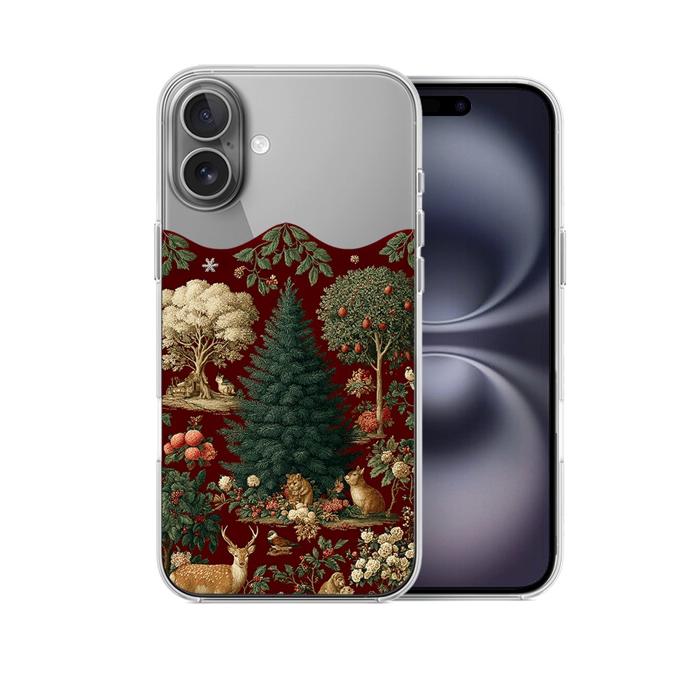 Etui do iPhone 16, Zimowa Magia, Świąteczny las, przeźroczyste