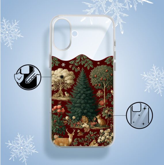 Etui do iPhone 16, Zimowa Magia, Świąteczny las, przeźroczyste2