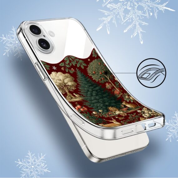 Etui do iPhone 16, Zimowa Magia, Świąteczny las, przeźroczyste4