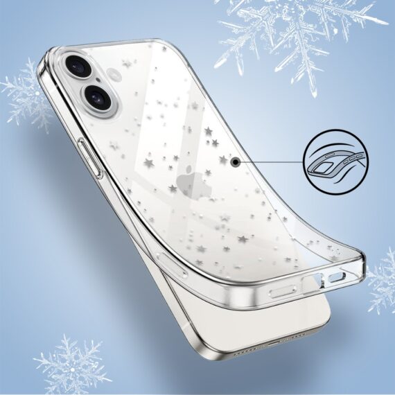 Etui do iPhone 16, Zimowa Magia, Szampańskie gwiazdki, przeźroczyste4