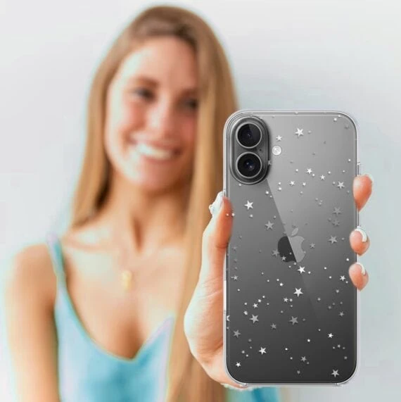 Etui do iPhone 16, Zimowa Magia, Szampańskie gwiazdki, przeźroczyste5