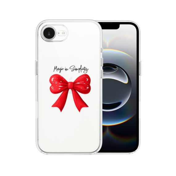 Etui do iPhone 16e, Przytulne święta, Czerwona kokarda, przeźroczyste (5)
