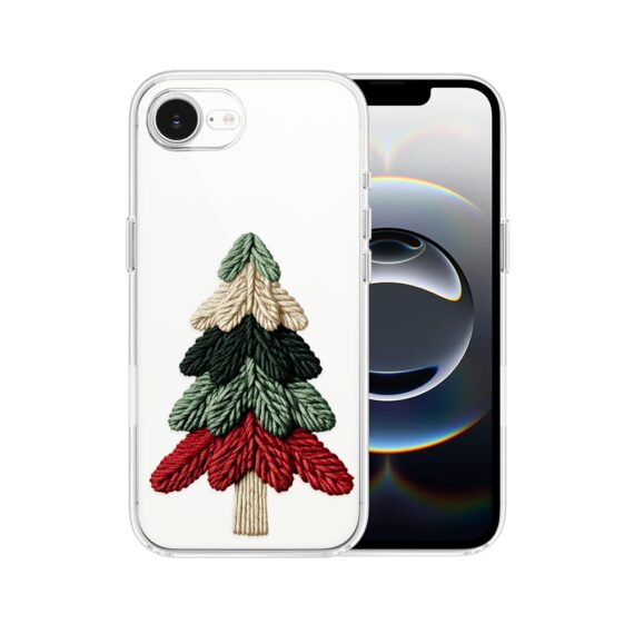 Etui do iPhone 16e, Przytulne święta, Dziana choinka, przeźroczyste (5)