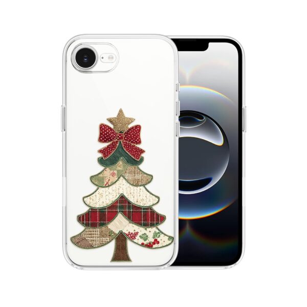 Etui do iPhone 16e, Przytulne święta, Kraciasta choinka, przeźroczyste