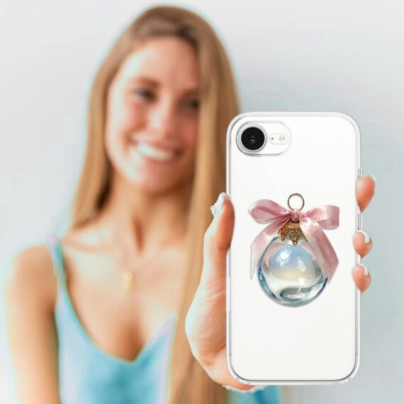 Etui do iPhone 16e, Przytulne święta, Kryształowa bombka, przeźroczyste (3)
