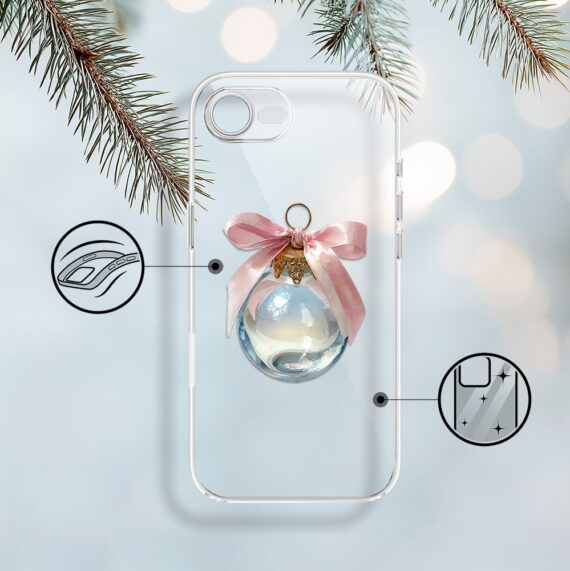 Etui do iPhone 16e, Przytulne święta, Kryształowa bombka, przeźroczyste (6)